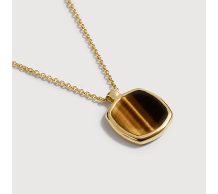 Gold Vermeil Delphi Gemstone Chain Necklace - Tigers Eye