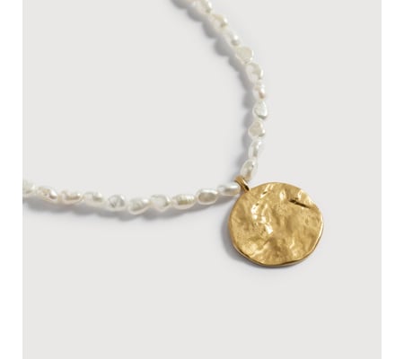 Capri Mini Keshi Pearl Disc Pendant Necklace Adjustable 41-46cm/16