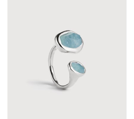 Sterling Silver Odyssey Gemstone Open Ring - Aquamarine