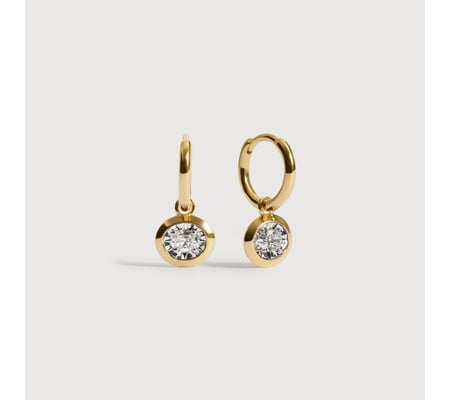 Oval Diamond Huggie Earrings | Monica Vinader