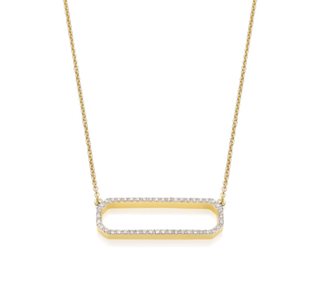 Naida Rectangle Open Necklace in 18k Gold Vermeil on Sterling