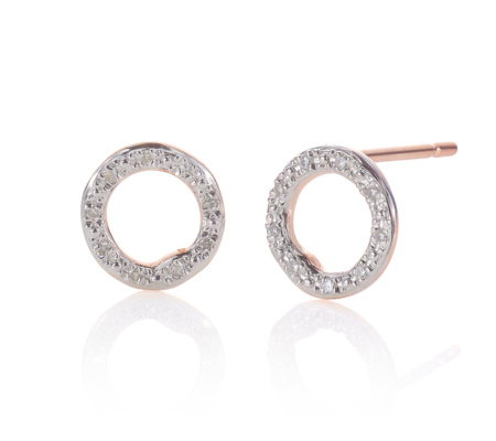 Riva Diamond Circle Stud Earrings In 18ct Rose Gold Vermeil On Riva Diamond Circle Stud Earrings In 18ct Rose Gold Vermeil On Sterling Silver With Jewellery By Monica Vinader