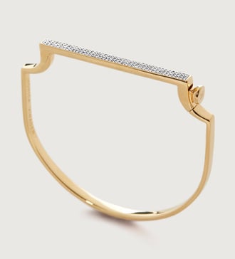 Gold Vermeil Signature Thin Diamond Bangle - Diamond - Monica Vinader