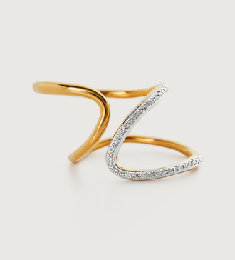 Gold Vermeil Riva Open Wrap Ring - Diamond - Monica Vinader