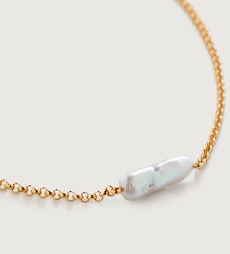 Gold Vermeil Nura Biwa Pearl Necklace 41-46cm/16-18" - Pearl - Monica Vinader