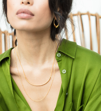 Alternate view of Gold Vermeil Deia Curve Necklace 41-46cm/16-18' - Monica Vinader