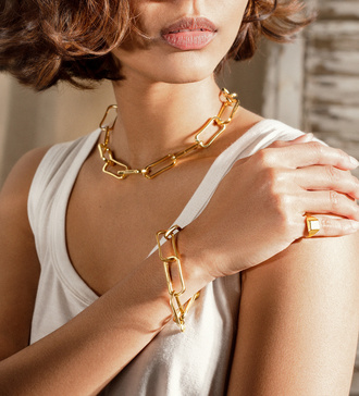 Alternate view of Gold Vermeil Alta Capture Large Link Charm Bracelet - Monica Vinader