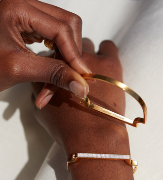 Alternate view of Gold Vermeil Signature Thin Diamond Bangle - Diamond - Monica Vinader