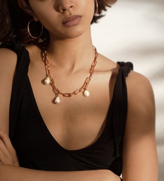 Alternate view of Rose Gold Vermeil Baroque Pearl Pendant - Pearl - Monica Vinader