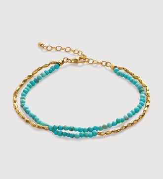 Mini Nugget Gemstone Beaded Bracelet in 18k Gold Vermeil on