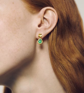 イヤリング Mini Slot Earring - Ivi - Green - Or kimberly-enamel-earring-leaf-