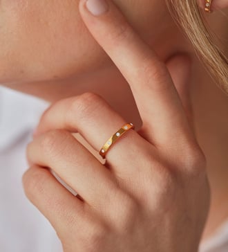 Alternate view of Gold Vermeil Essential Diamond Station Ring - Lab Grown Diamond - Monica Vinader