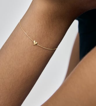 Mini Heart Chain Bracelet in 14k Solid Gold | Jewellery by Mini Heart Chain Bracelet in 14k Solid Gold | Jewellery by