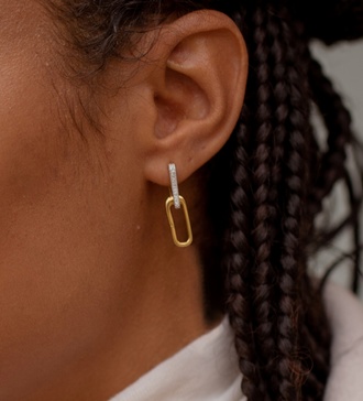 Alternate view of Gold Vermeil Alta Capture Charm Diamond Earrings - Diamond - Monica Vinader