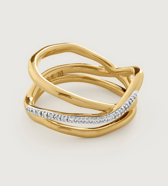 Gold Vermeil Riva Diamond Pre-Stacked Ring - Diamond - Monica Vinader