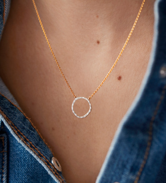 Alternate view of Sterling Silver Riva Circle Diamond Necklace Adjustable 46cm/18' - Diamond - Monica Vinader