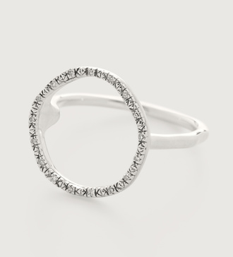 Sterling Silver Riva Circle Diamond Ring - Diamond - Monica Vinader