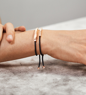 Alternate view of Sterling Silver Men's Linear Bold Friendship Bracelet - Black - Monica Vinader