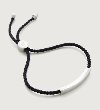 Sterling Silver Linear Men's Friendship Bracelet - Black - Monica Vinader