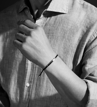 Alternate view of Sterling Silver Men's Linear Friendship Bracelet - Black - Monica Vinader