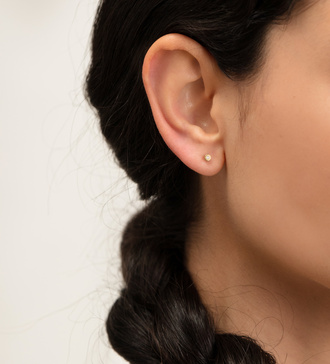 Alternate view of Diamond Flat Back Piercing Stud - Diamond - Monica Vinader