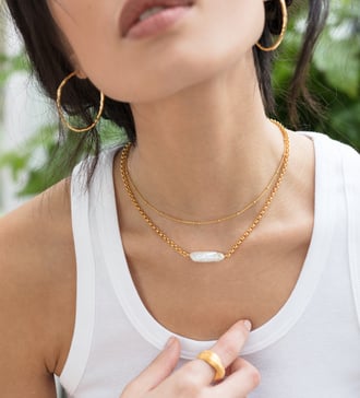 Alternate view of Gold Vermeil Nura Biwa Pearl Necklace 41-46cm/16-18' - Pearl - Monica Vinader