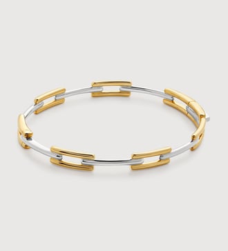 GARNI　Bangle Signature Link Mixed Metal Slim Bangle in 18k Gold Vermeil