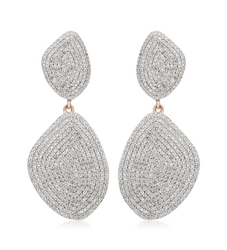 Rose Gold Vermeil Nura Double Teardrop Cocktail Earrings - Diamond - Monica Vinader