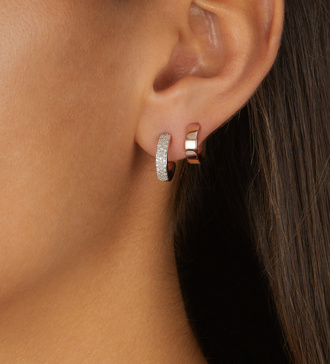 Alternate view of Rose Gold Vermeil Fiji Mini Diamond Huggie Earrings - Diamond - Monica Vinader