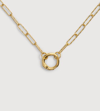 Gold Vermeil Alta Textured Chain Charm Necklace - Monica Vinader
