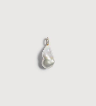 Gold Vermeil Lab Grown Diamond Nura Baroque Pearl Pendant Charm - Pearl - Monica Vinader