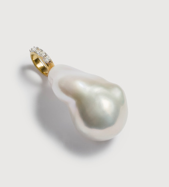 Alternate view of Gold Vermeil Lab Grown Diamond Nura Baroque Pearl Pendant Charm - Pearl - Monica Vinader