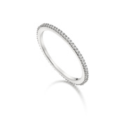 Diamond silver skinny eternity ring left angled view