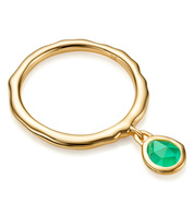 Gold Vermeil Siren Charm Ring - Green Onyx - Monica Vinader