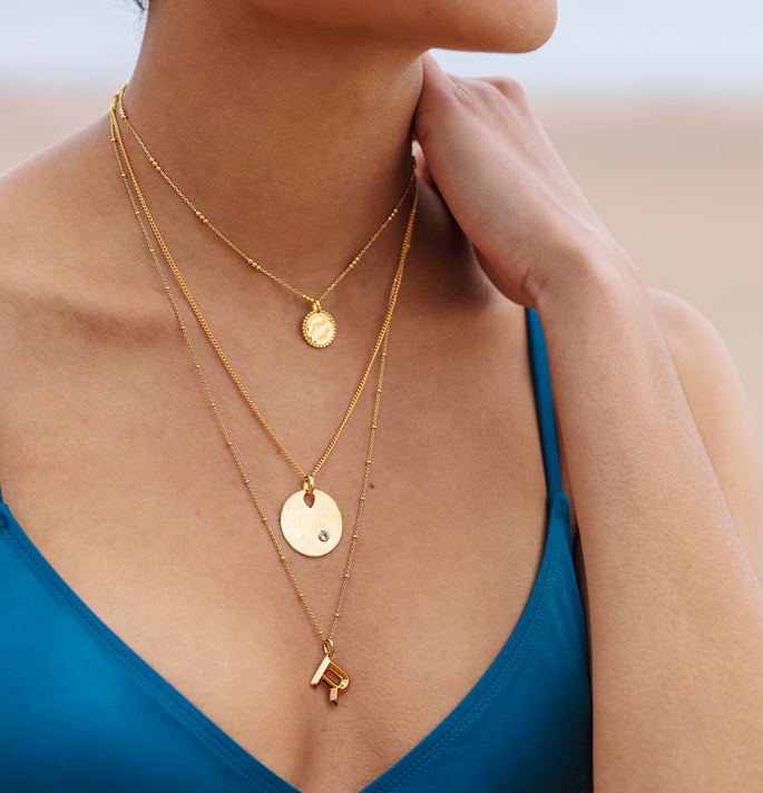 Triple Beaded Chain Necklace Adjustable 46cm50cm/1820' in 18ct Gold