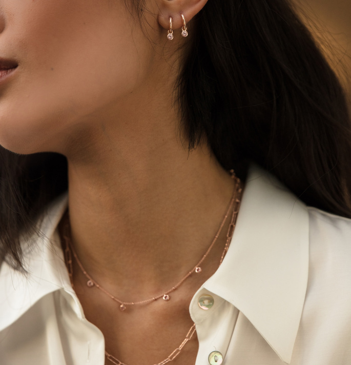 Mini Gem Necklace in 18ct Rose Gold 