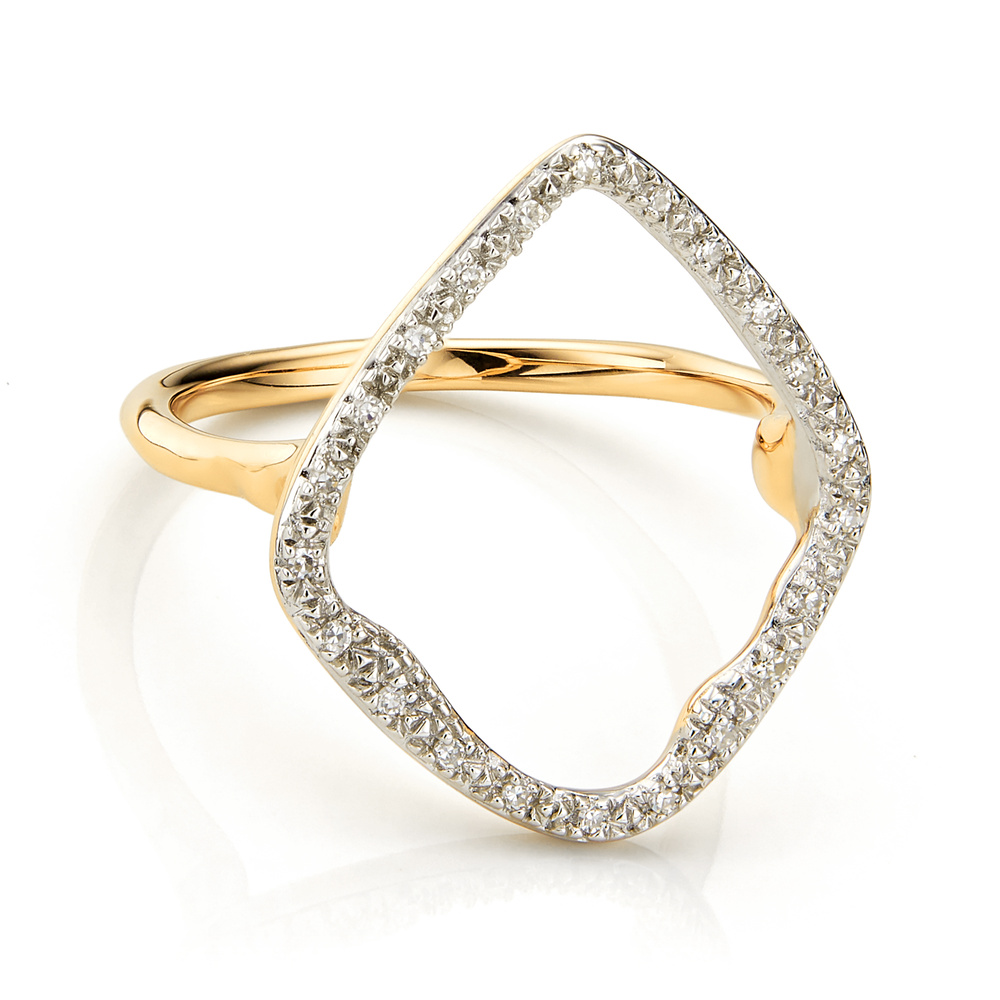 Shop Monica Vinader Gold Riva Hoop Cocktail Ring Diamond