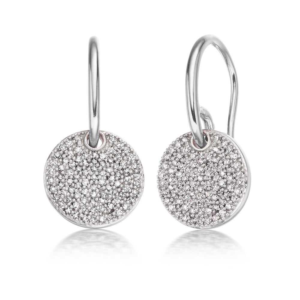 Shop Monica Vinader Ava Diamond Disc Drop Earrings, Sterling Silver