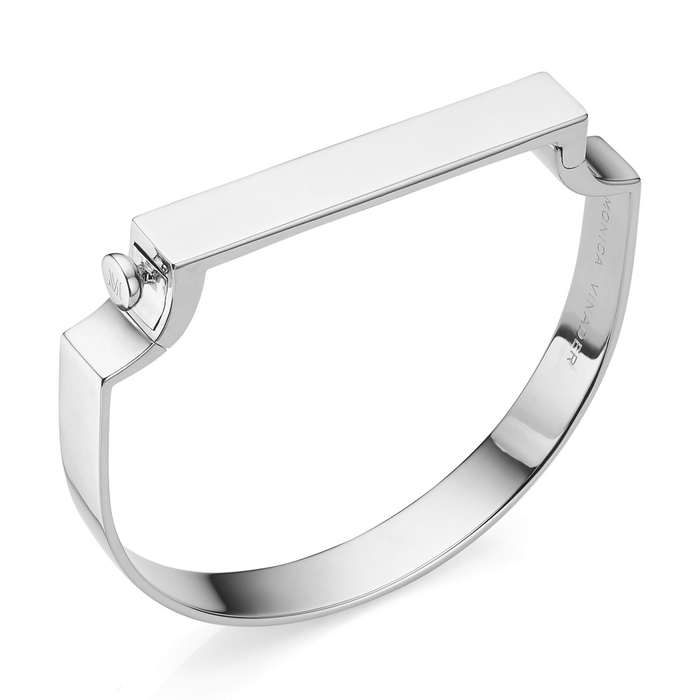 Monica Vinader Sterling Silver Signature Bangle In Metallic