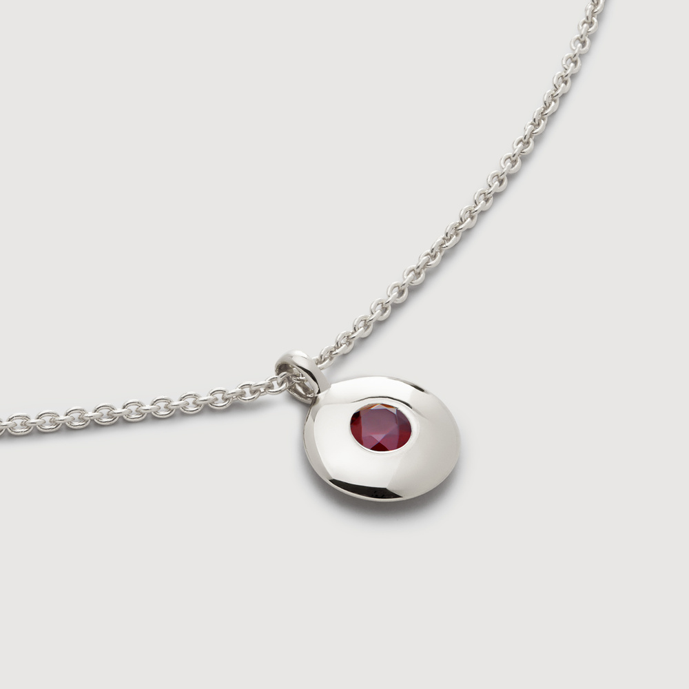 Monica Vinader Sterling Silver January Birthstone Chain Necklace Red Garnet