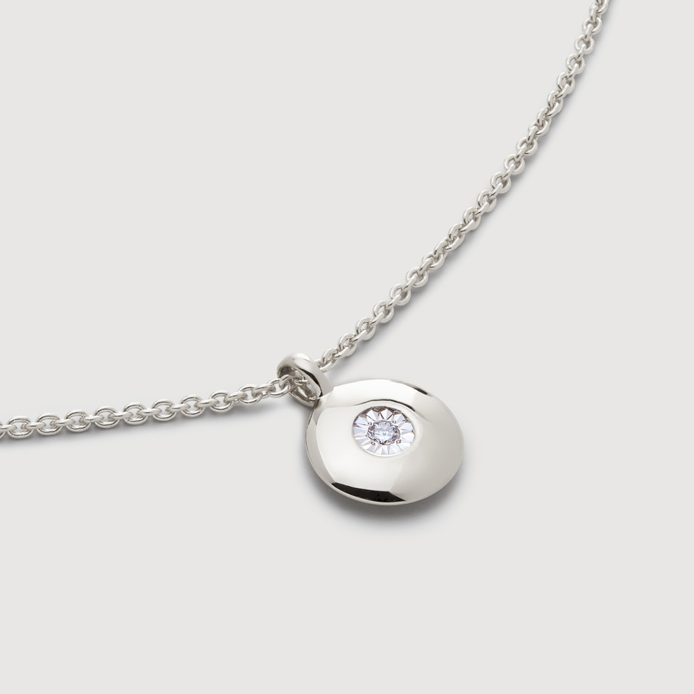Monica Vinader Sterling Silver April Birthstone Chain Necklace Lab Grown Diamond