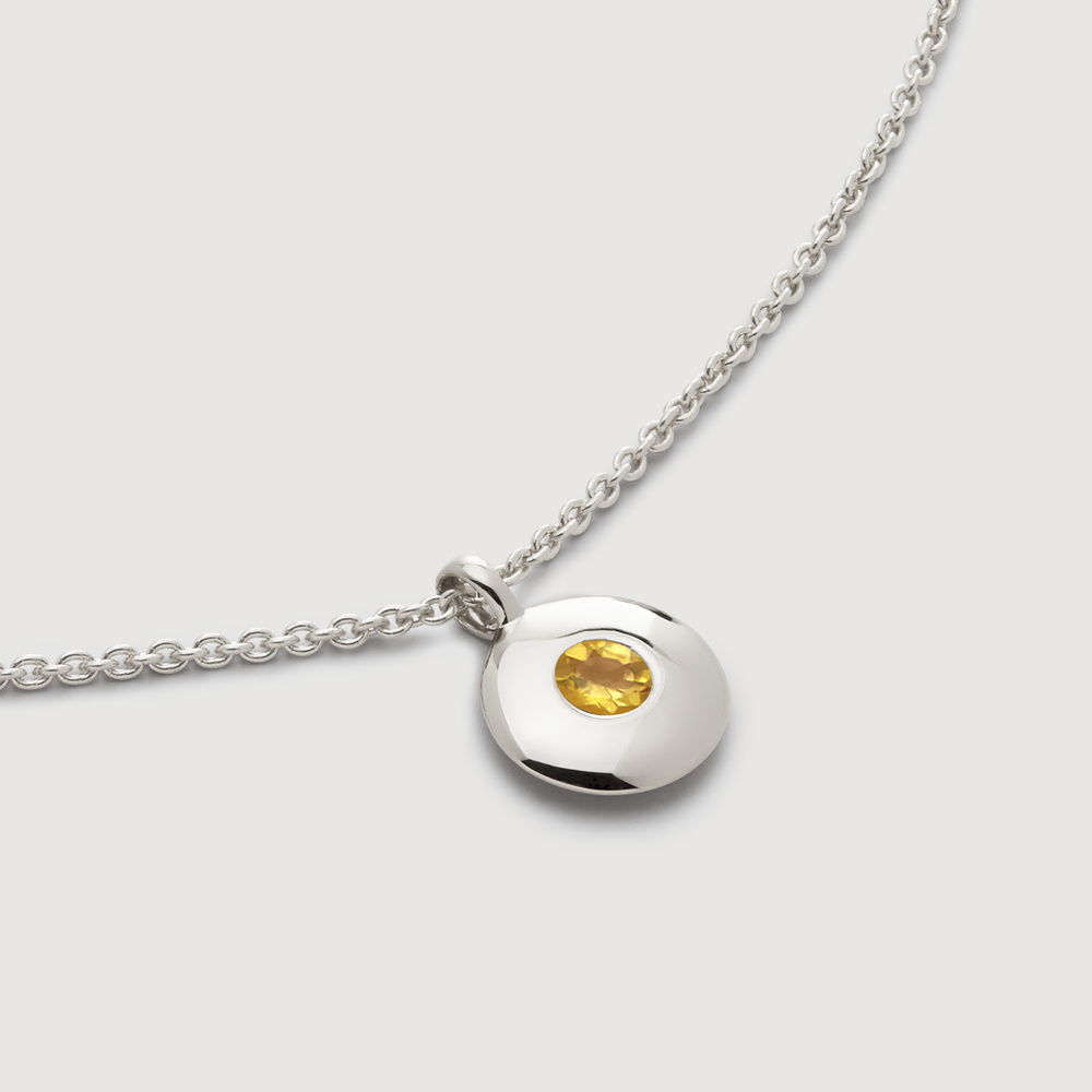 Monica Vinader Sterling Silver November Birthstone Chain Necklace Citrine