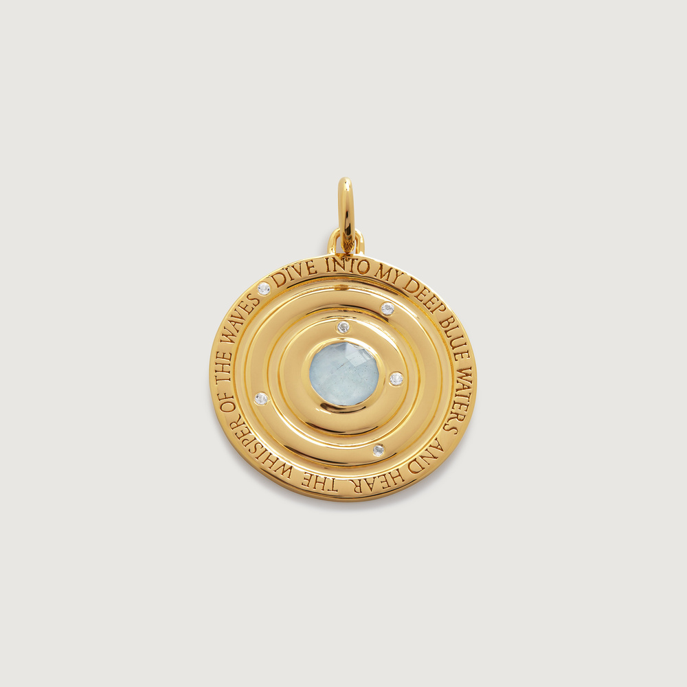 Monica Vinader Gold Ocean Gemstone Pendant Aquamarine