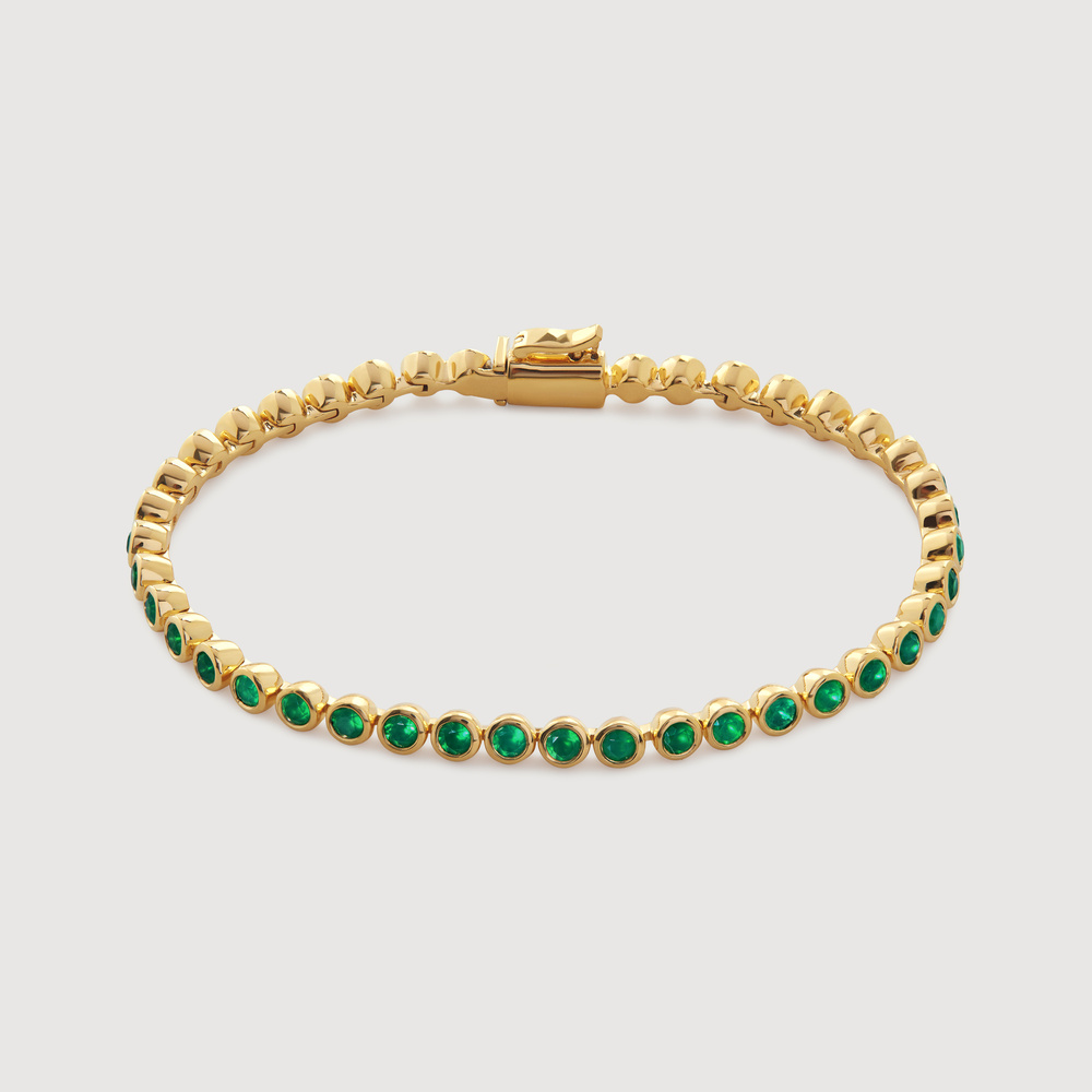 Monica Vinader Gold Gemstone Essential Tennis Bracelet Green Onyx In Green/gold