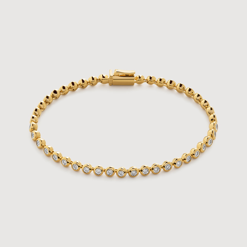 Monica Vinader Gold Round Diamond Tennis Bracelet Lab Grown Diamond In Gold
