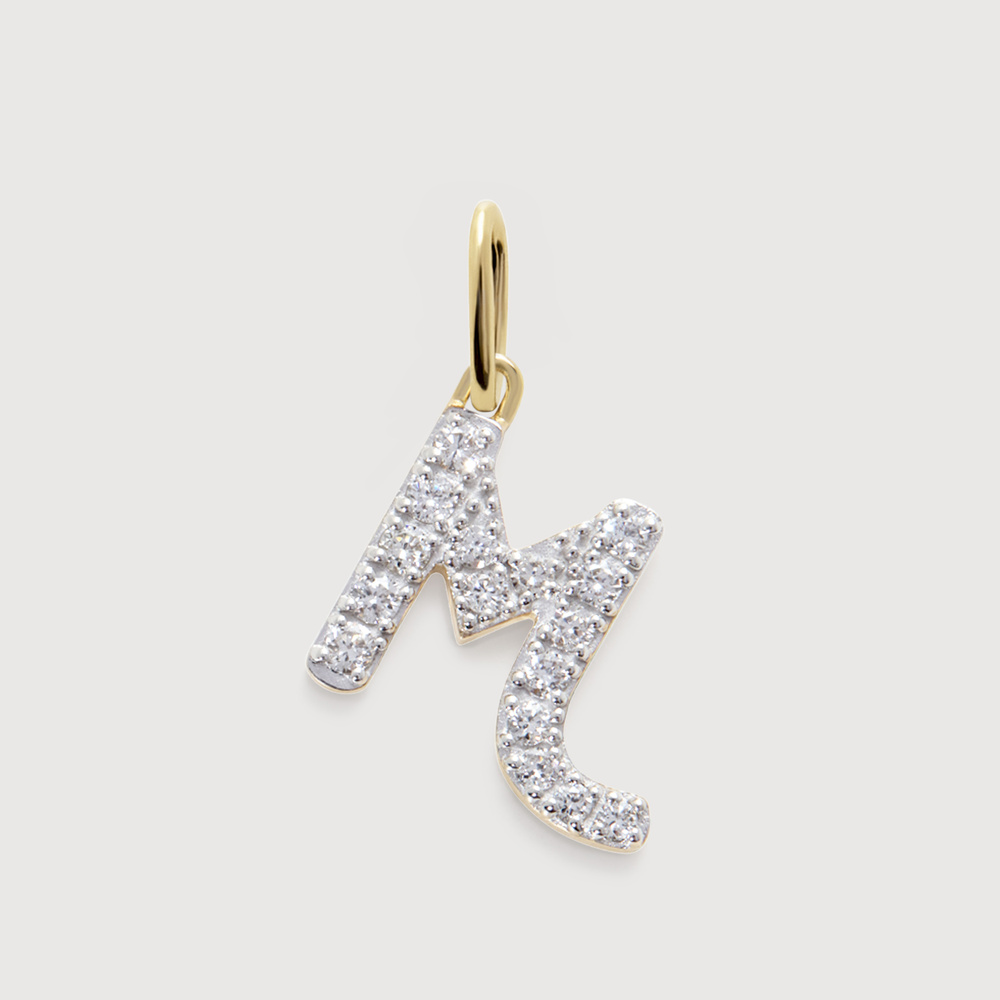 Monica Vinader Gold Diamond Initial M Pendant Lab Grown Diamond In 14k Solid Gold