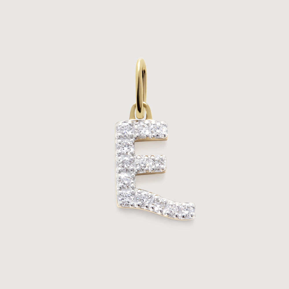 Monica Vinader Gold Diamond Initial E Pendant Lab Grown Diamond In 14k Solid Gold
