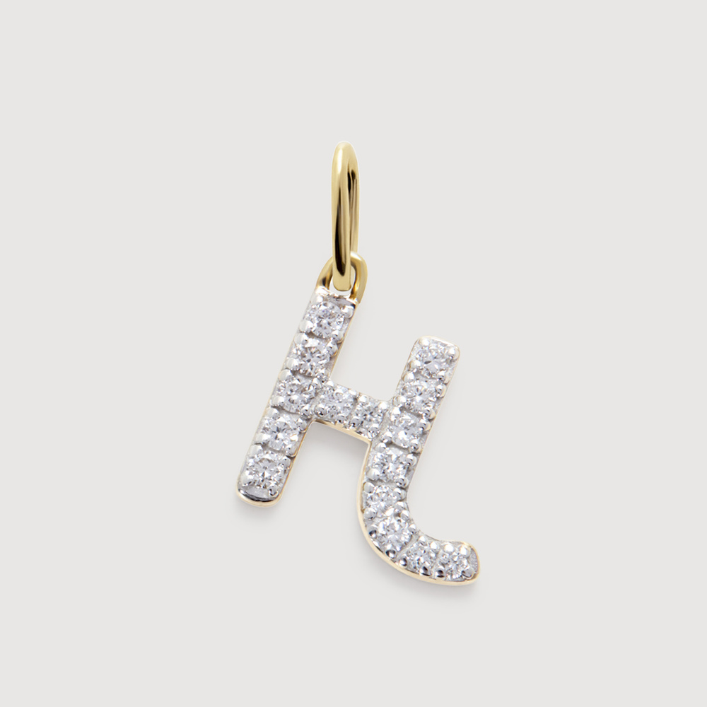 Monica Vinader Gold Diamond Initial H Pendant Lab Grown Diamond In 14k Solid Gold