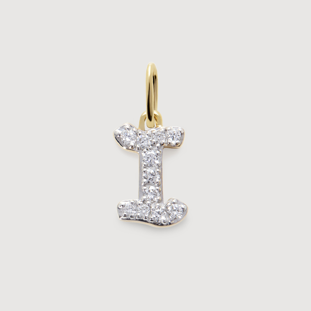 Monica Vinader Gold Diamond Initial I Pendant Lab Grown Diamond In 14k Solid Gold