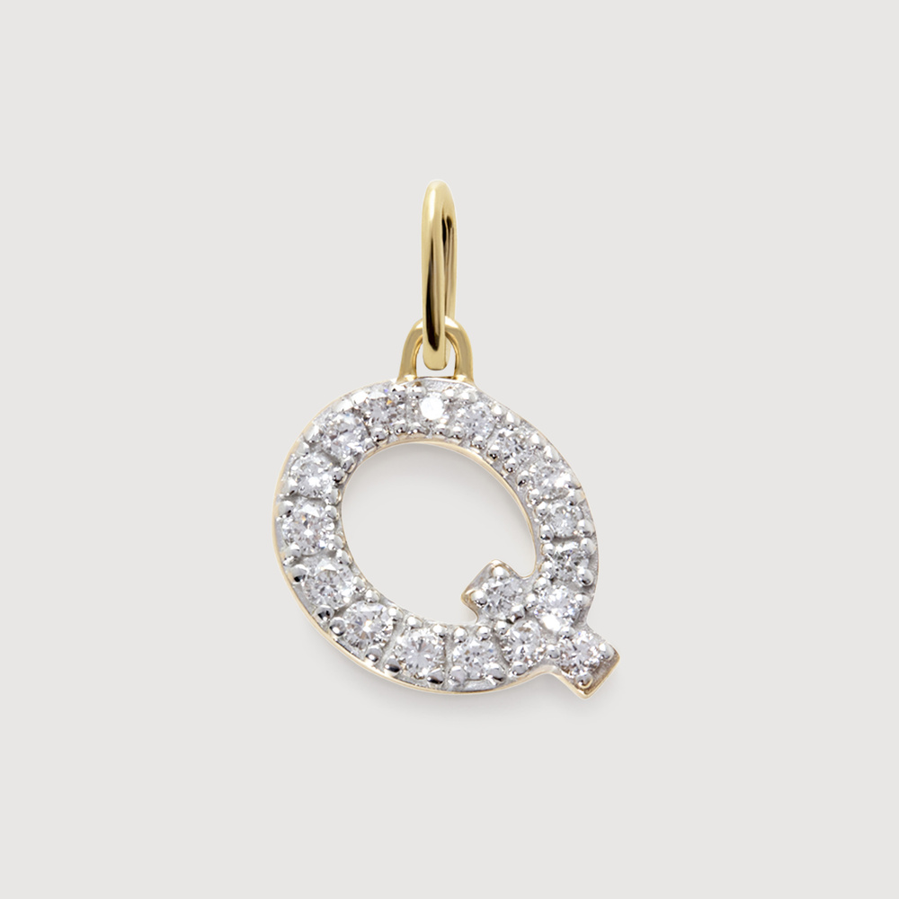 Monica Vinader Gold Diamond Initial Q Pendant Lab Grown Diamond In 14k Solid Gold